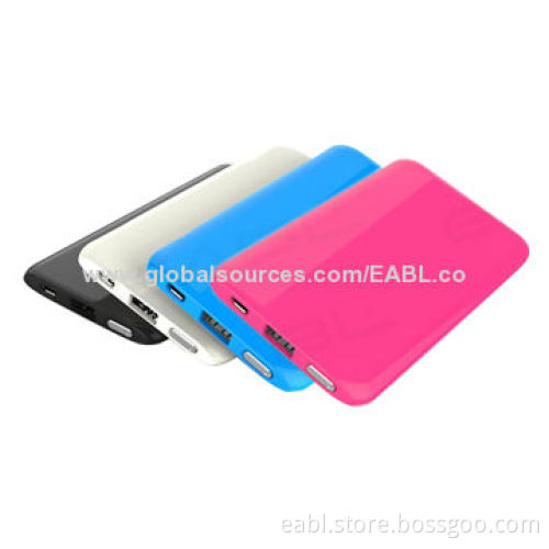 Portable Power Banks, 5,000mAh Lithium Polymer Battery, OEM/ODM, Colorful, Super Thin, 8mm Thickness